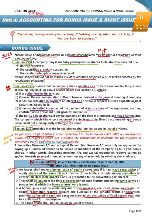 First page of Ca Nitin goal sir notes