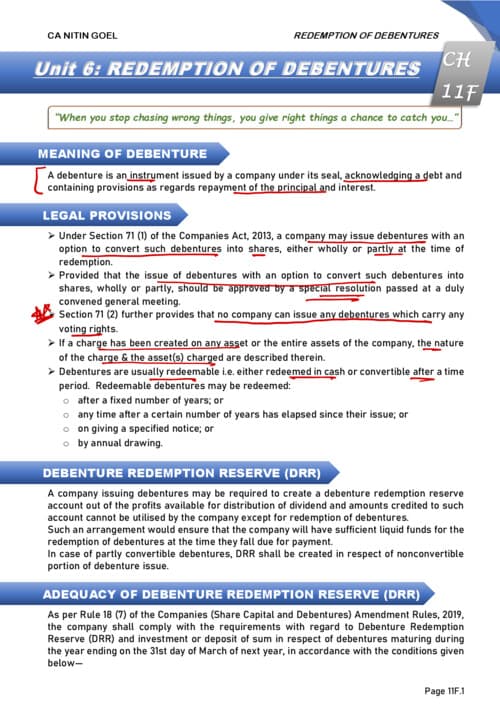 First page of Ca Nitin goal sir notes