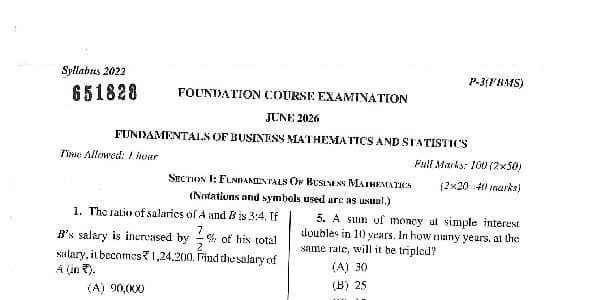 First page of June 2026 exam paper