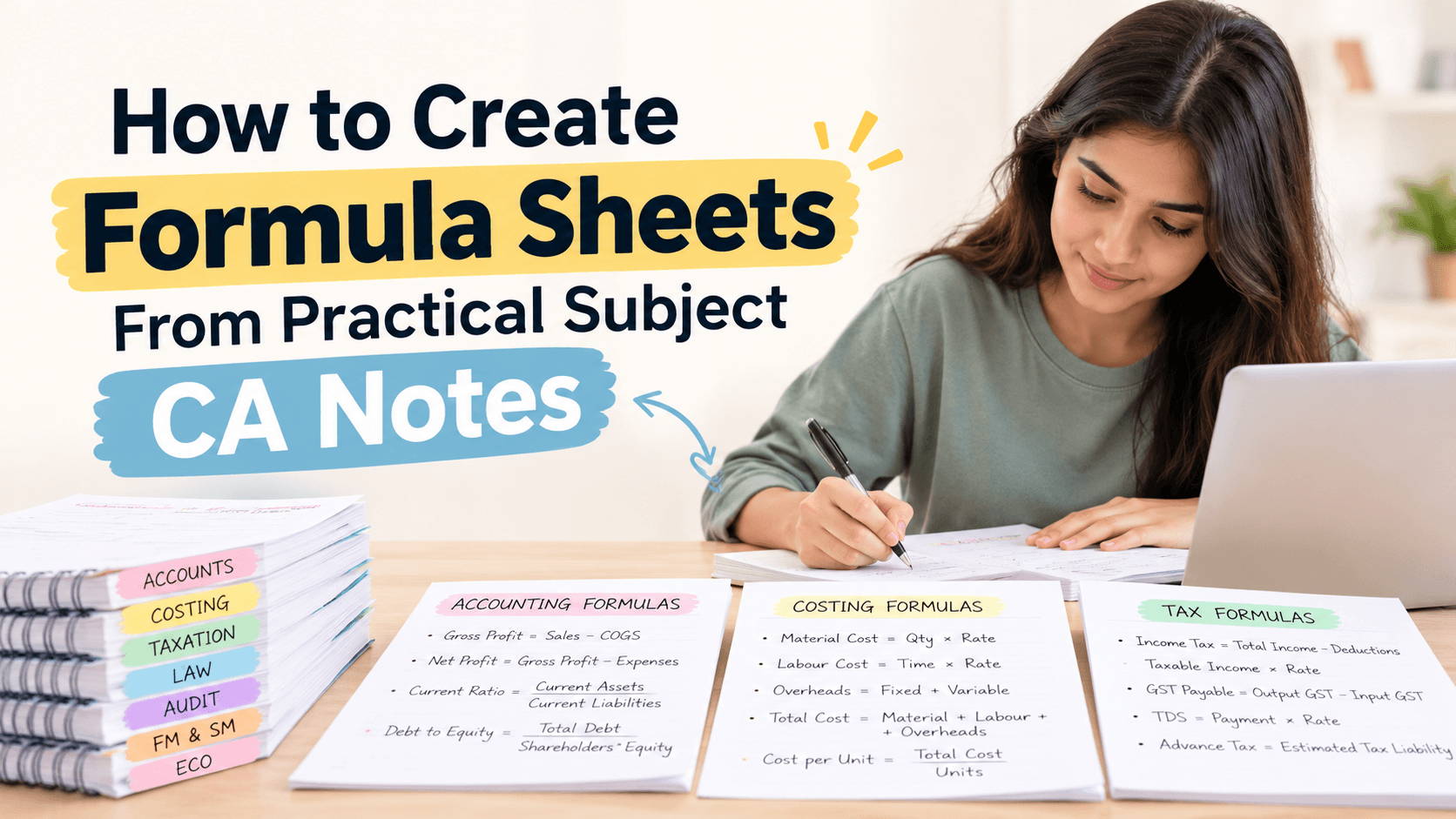 How to Create Formula Sheets From Practical Subject CA Notes