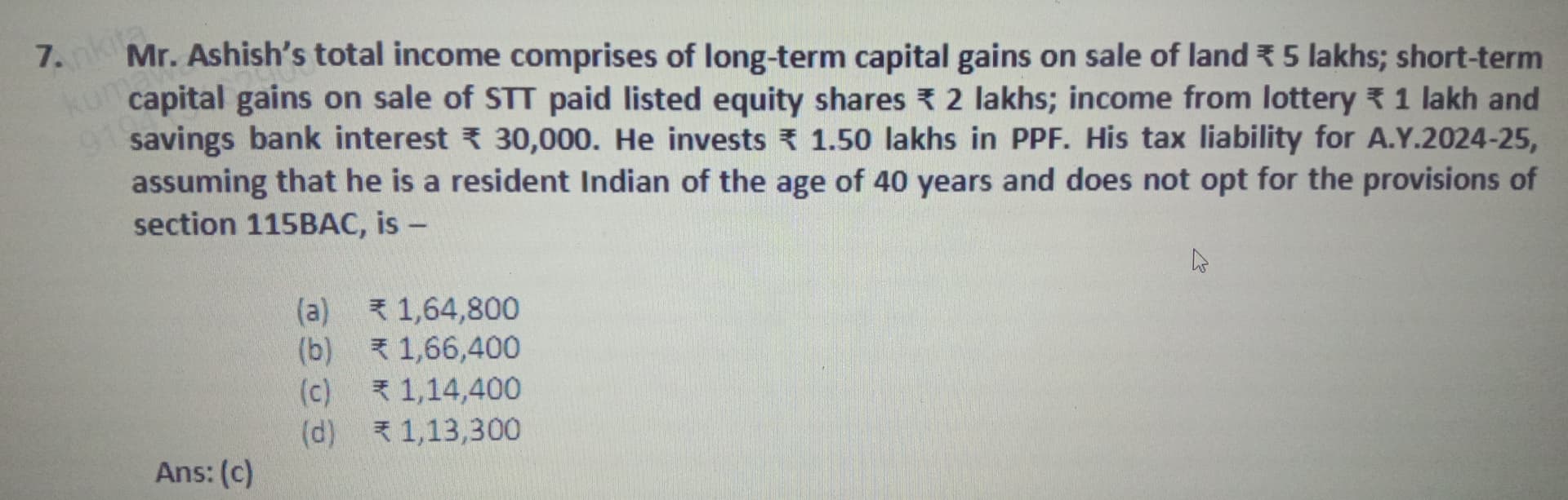 Image attached to the doubt: Explain how option c is correct