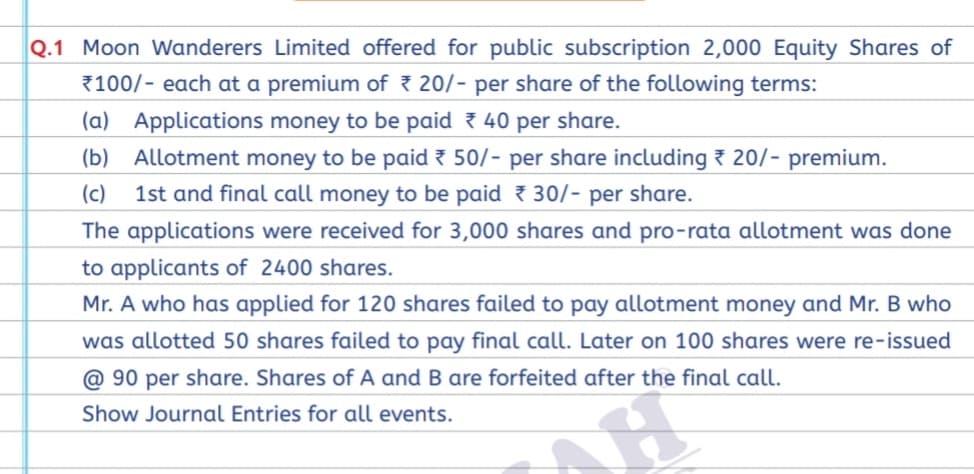 Image attached to the doubt: How to calculate the pro rate sum of issue of shares with easy working