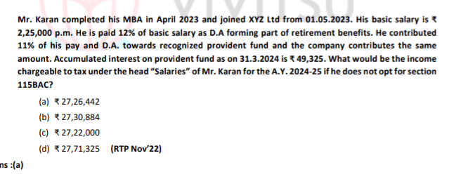 Image attached to the doubt: Explain with provision and calculation