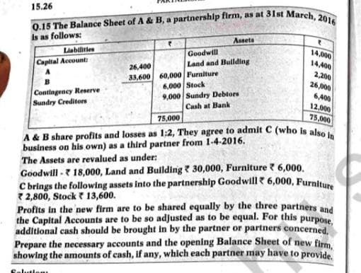 Image attached to the doubt: Can someone help me with the capital adjustment of this question
