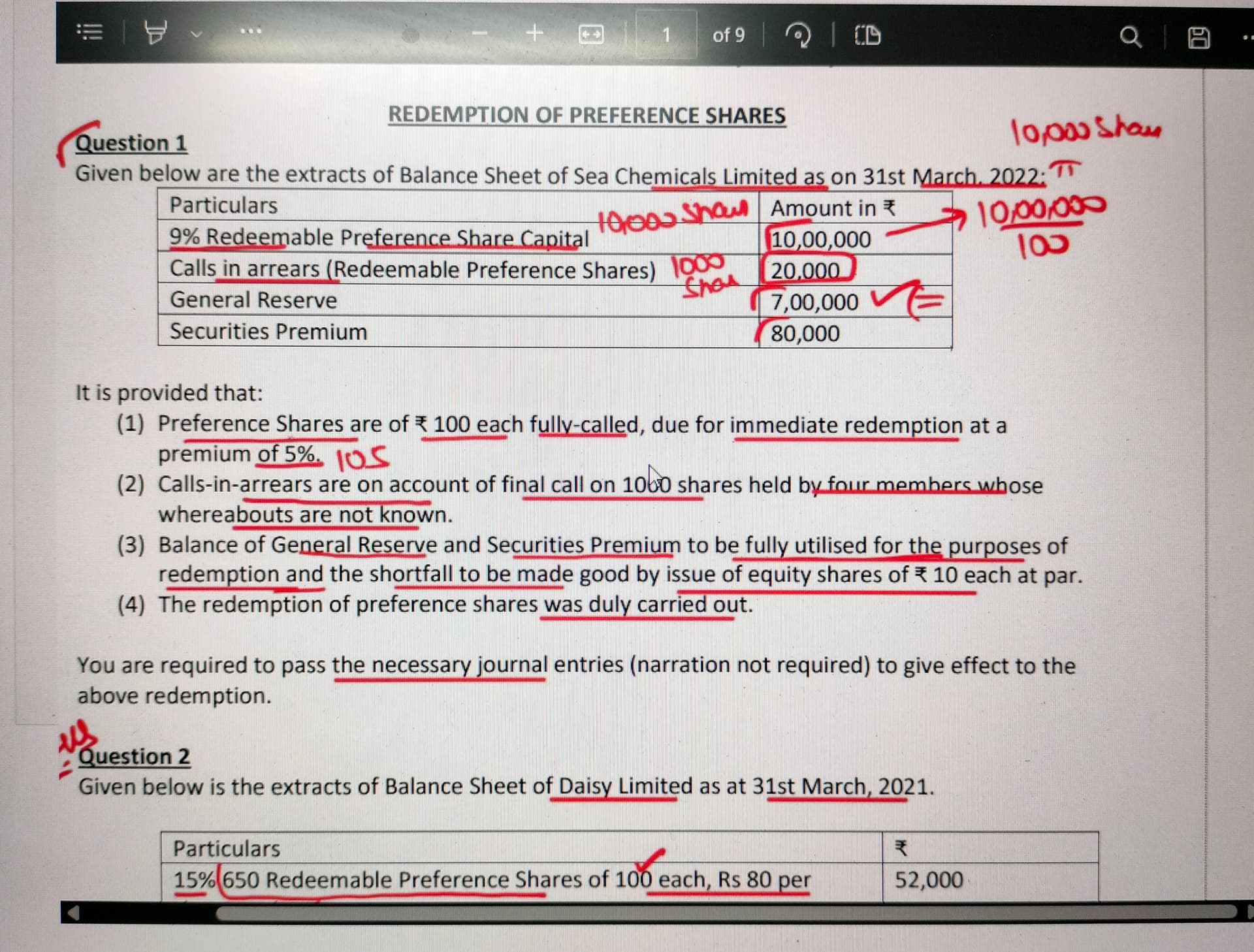 Image attached to the doubt: Can anyone tell me what will be the treatment of calls in arrear?