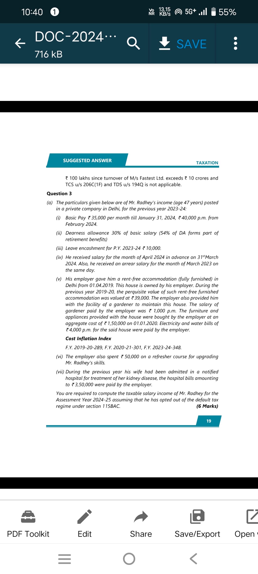 Image attached to the doubt: What is the answer of rent free accommodation plz explain?what is use of cost…