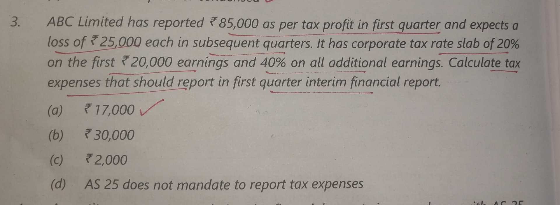 Image attached to the doubt: How the answer is option (a) ? Please guide