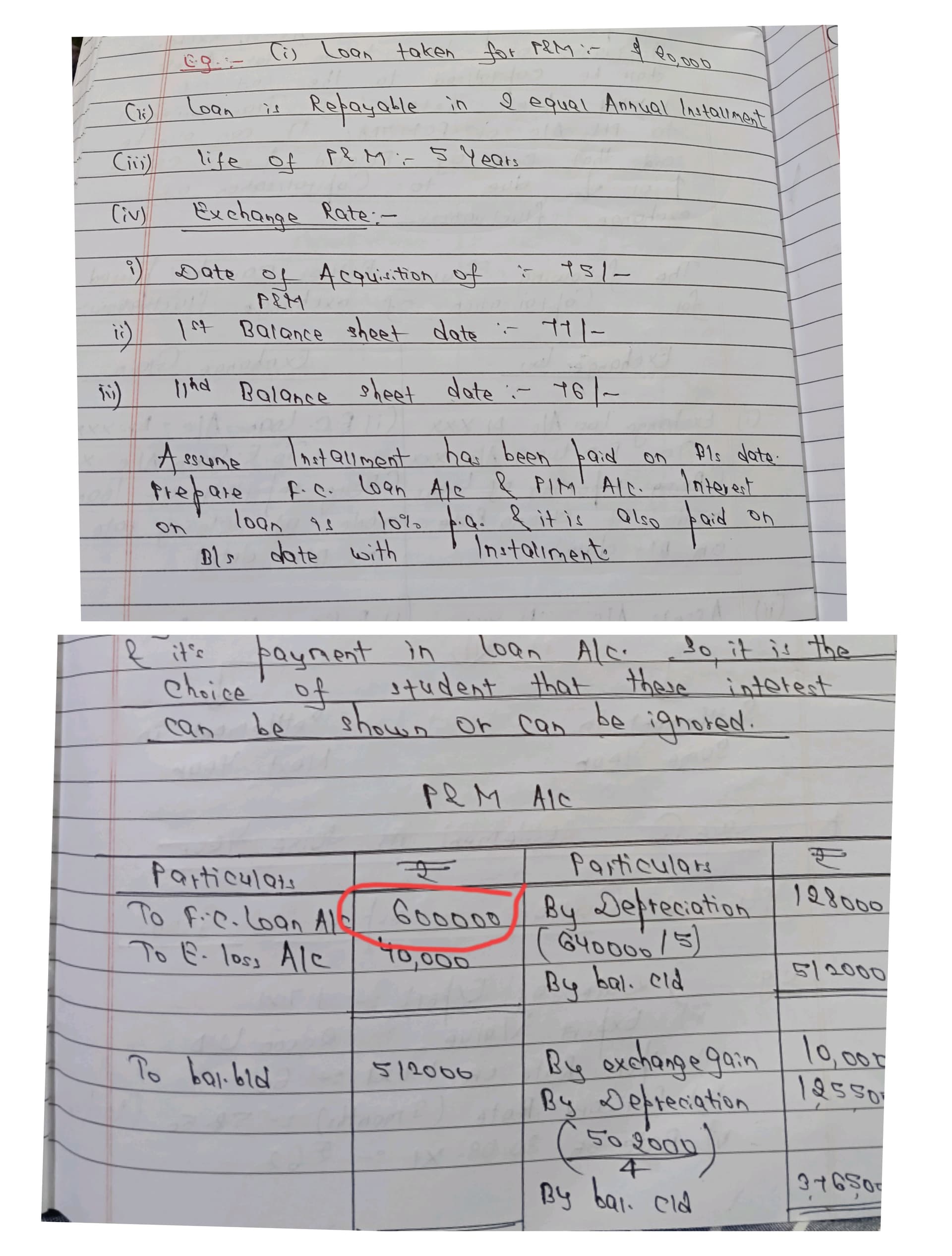 Image attached to the doubt: In This Question of AS-11, from where does the Value of 600000 came?