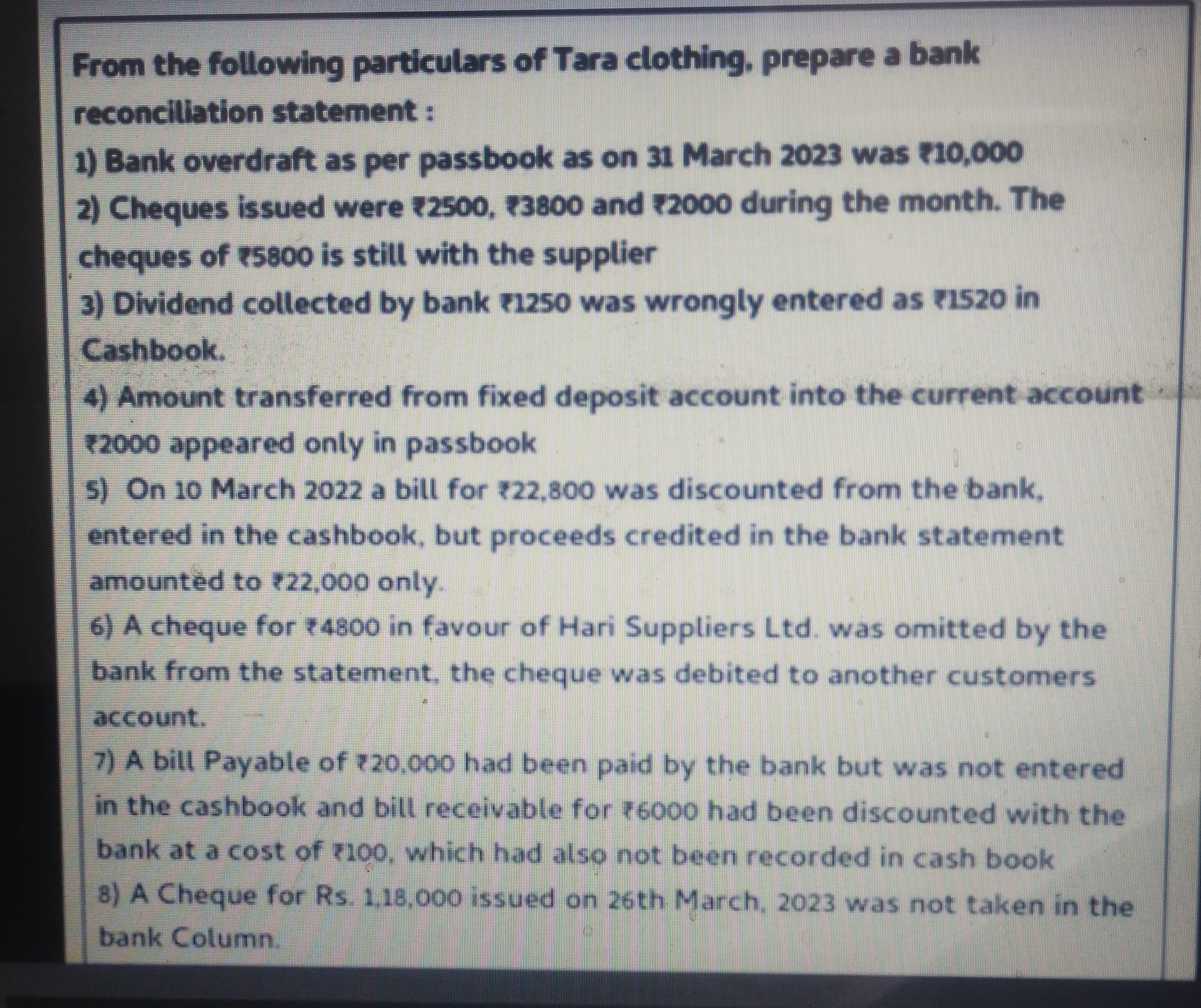 Image attached to the doubt: 6th number point explanation and balance as per cash book