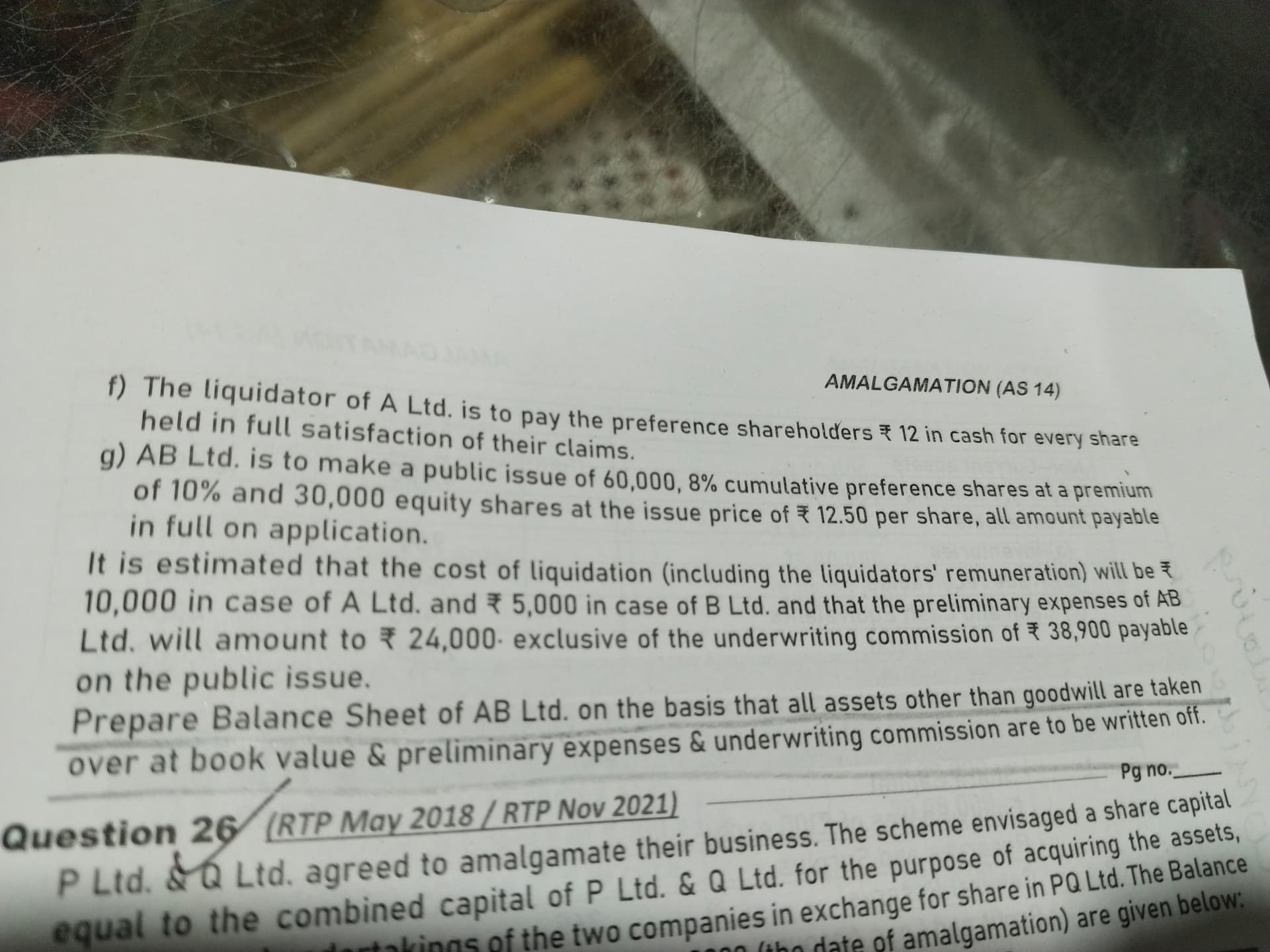 Image attached to the doubt: This is the question of amalgamation Jab 2 companies band ho rhi h or ek new…