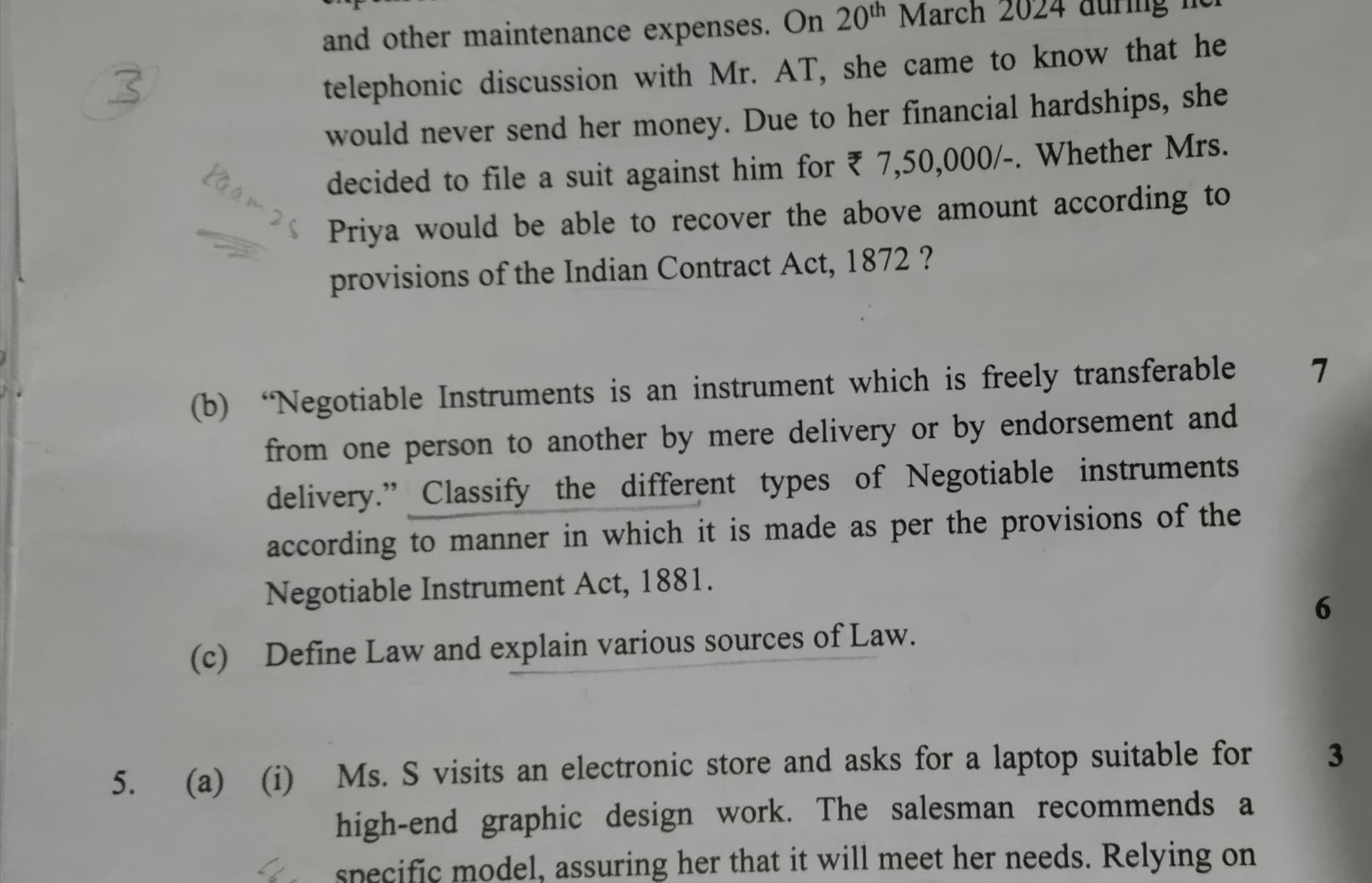 Image attached to the doubt: What should be the answer for NIA 1881 question (b) . I am confused as it is…