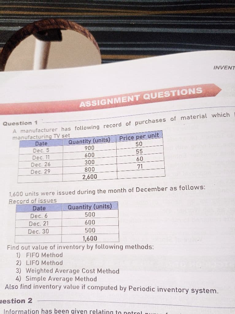 Image attached to the doubt: Lifo ka answer
