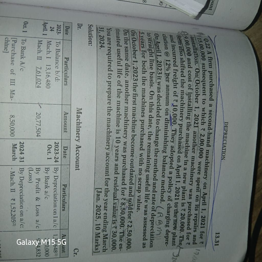 Image attached to the doubt: In the Depreciation April 1 , 2023 How can do Depreciation? Amount changed…