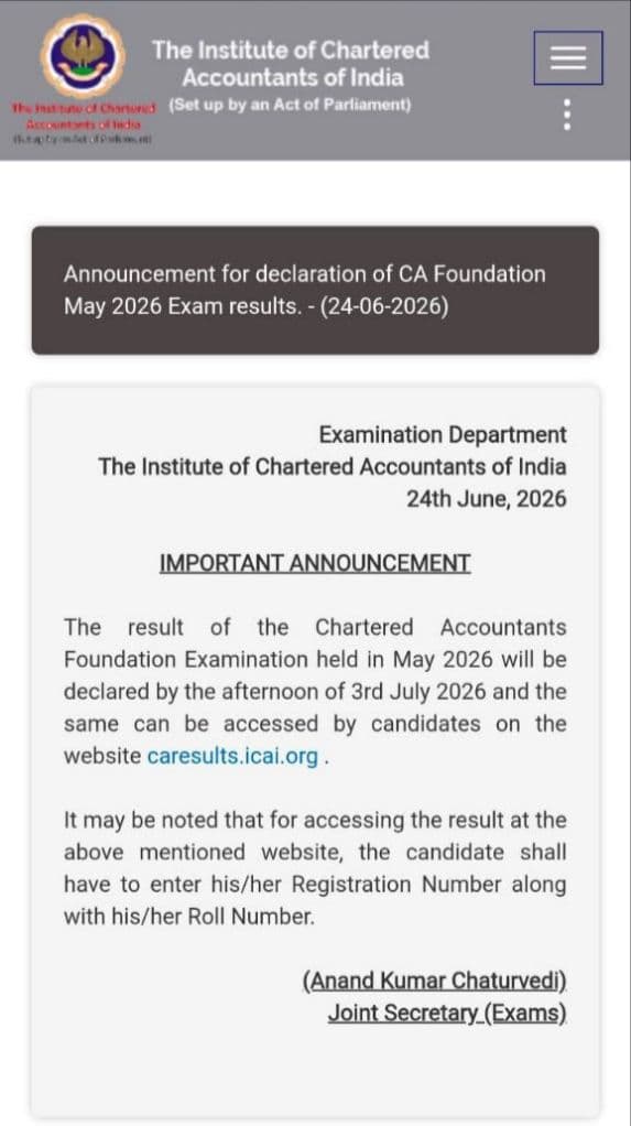 Image attached to the doubt: Best of luck May 26 aspirants.. 3rd July result date