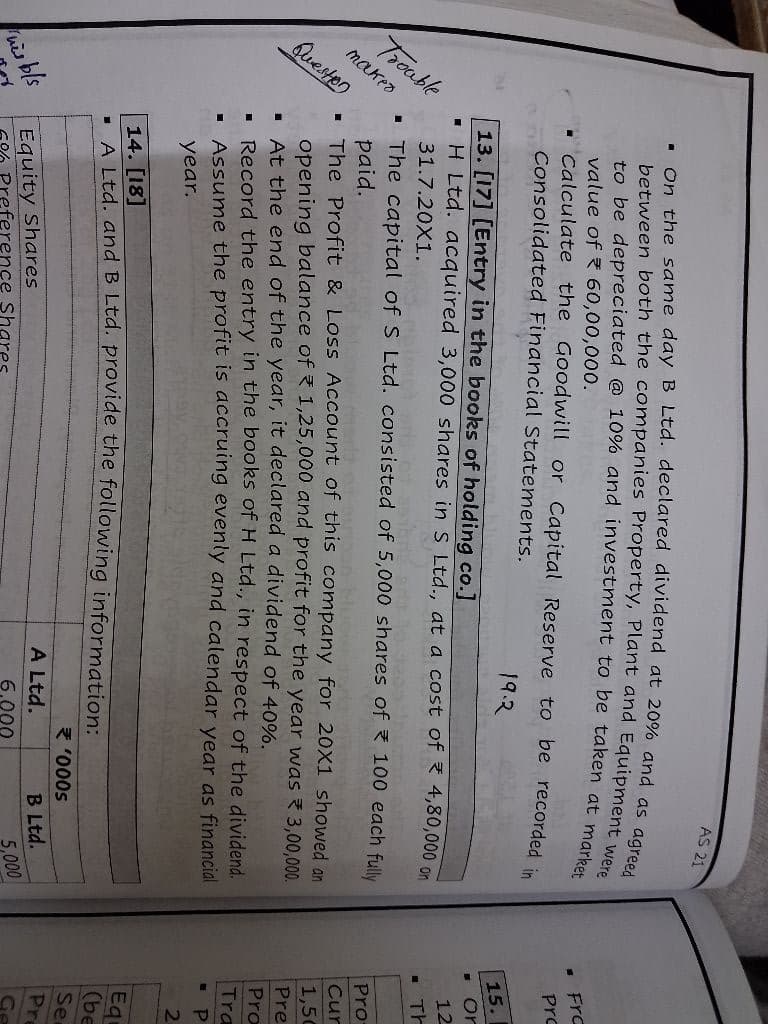 Image attached to the doubt: Questio. 13 accruing evenly means what to do