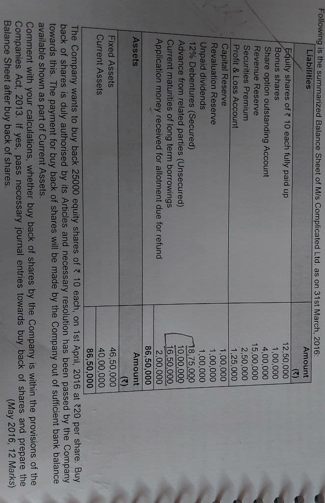 Image attached to the doubt: Question of buy back Will application money received for allotment due for…