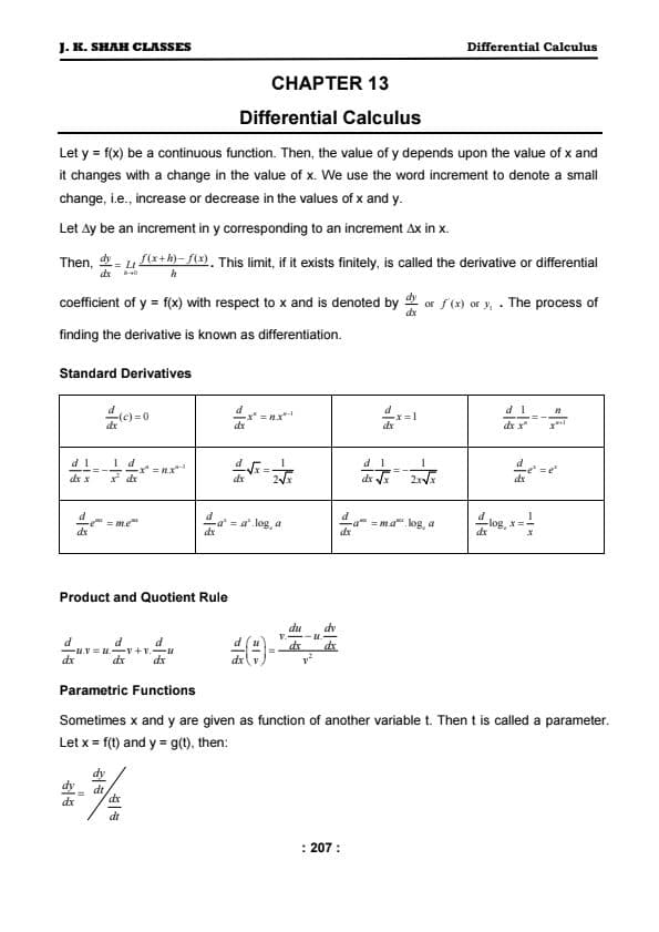 First page of Differenciation Notes