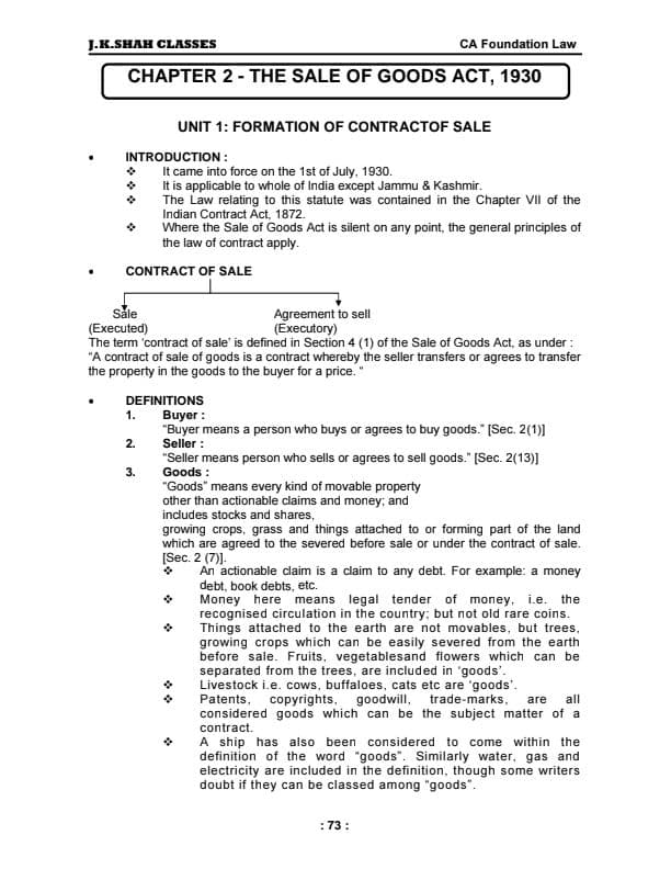 First page of Sale Of Goods Act 1930