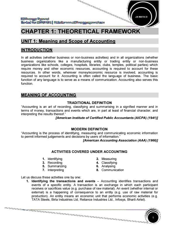 First page of Theoretical Framework Notes