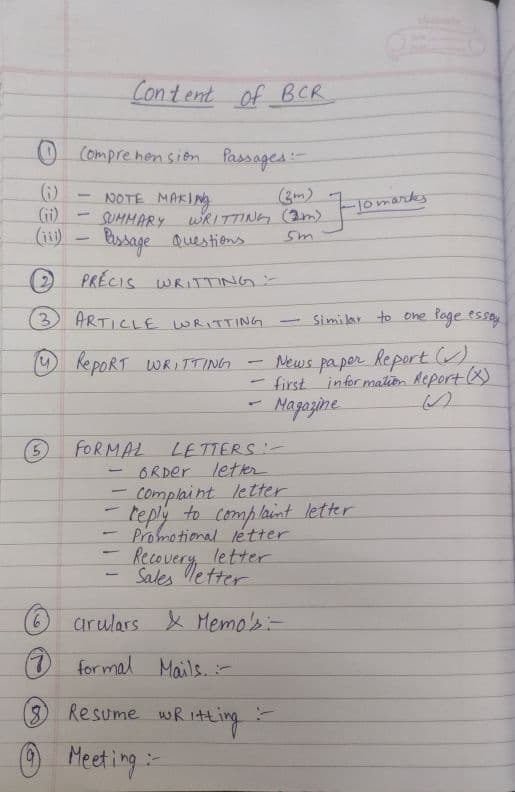 First page of BCR notes 0 to hero ... Except sentences and vocabulary.. With maximum possible examples provided just revise one day before and 35/40 guaranteed .....