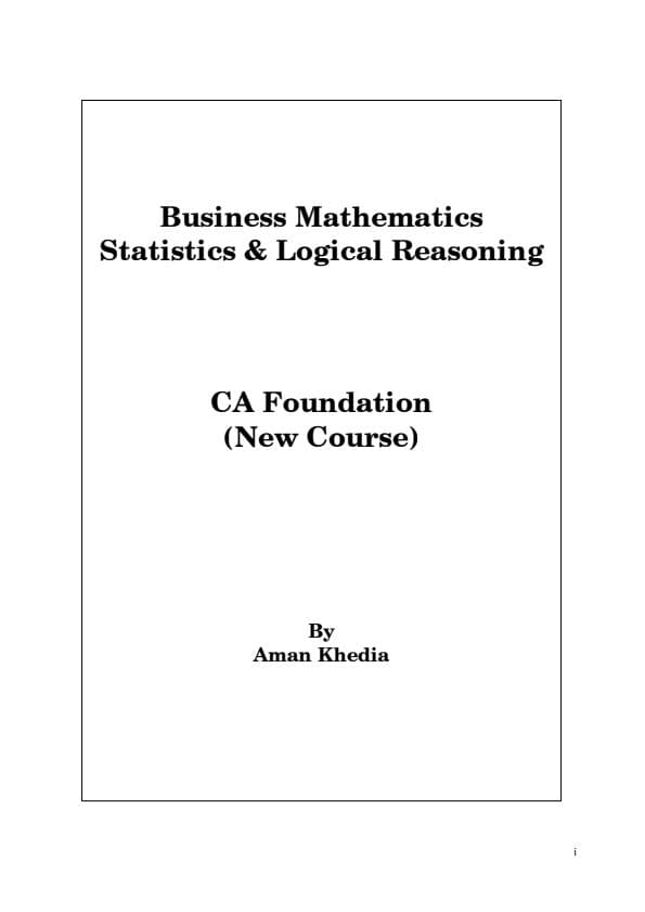 First page of Business maths by Aman khedia