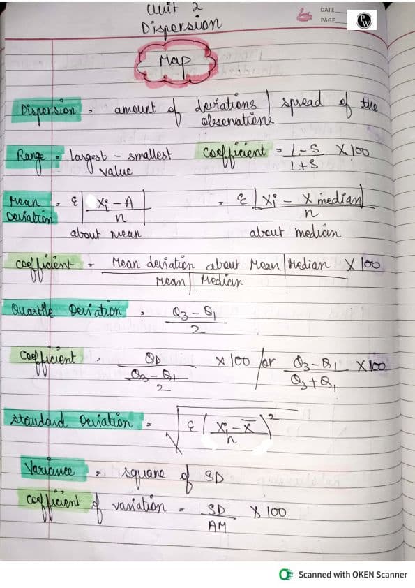 First page of Dispersion Hand Written Notes