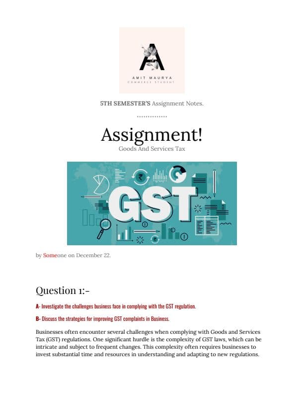 First page of GST and it's changes