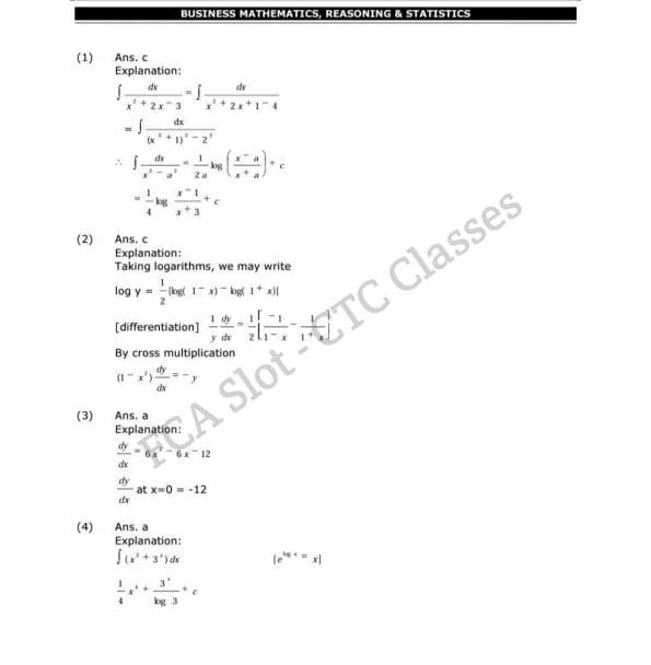 First page of Maths ca foundation paper