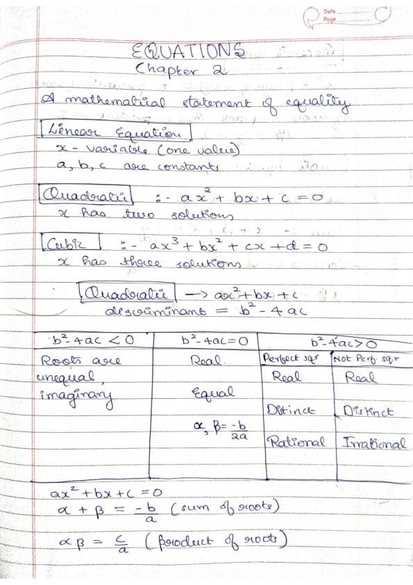 First page of Chapter 2 equations Formulas