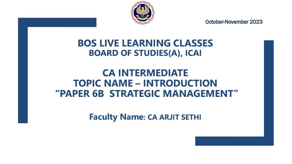 First page of ICAI SM BOS's notes. Chapter 1.