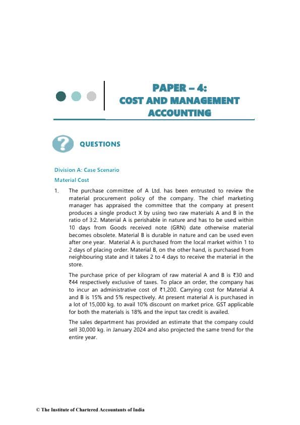 First page of Costing rtp