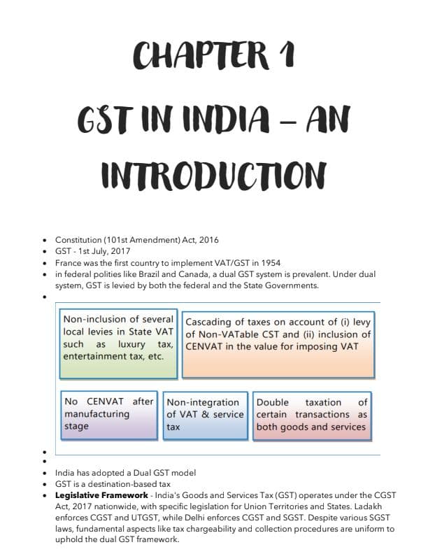 First page of GST Notes Chapter 1,4,12