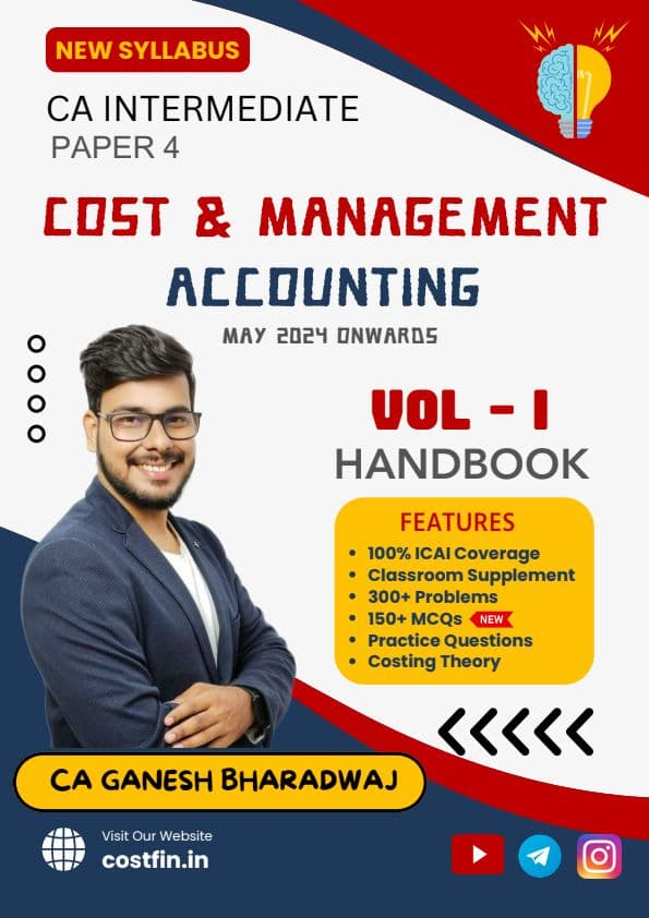 First page of CA Intermediate Costing Book For May 2024 By CA Ganesh Bharadwaj