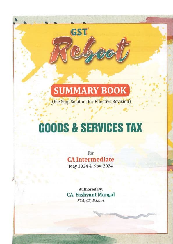 First page of CA INTERMEDIATE GST SUMMARY NOTES BY YASHVANT MANGAL