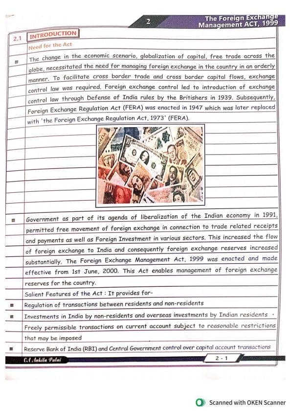 First page of CA INTERMEDIATE FEMA AND LLP ACT NOTES BY ANKITA PATNI