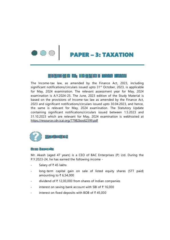 First page of Paper 3 Taxation RTP May 2024