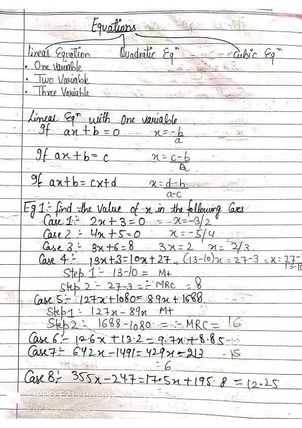First page of chapter Equation and linear inequations CA Foundation Maths