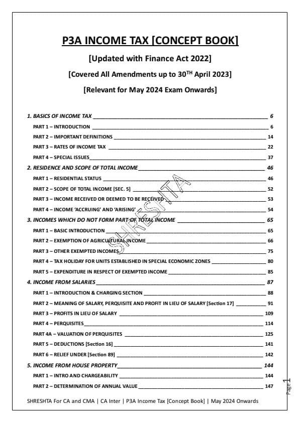 First page of CA INTERMEDIATE DIRECT TAX NOTES