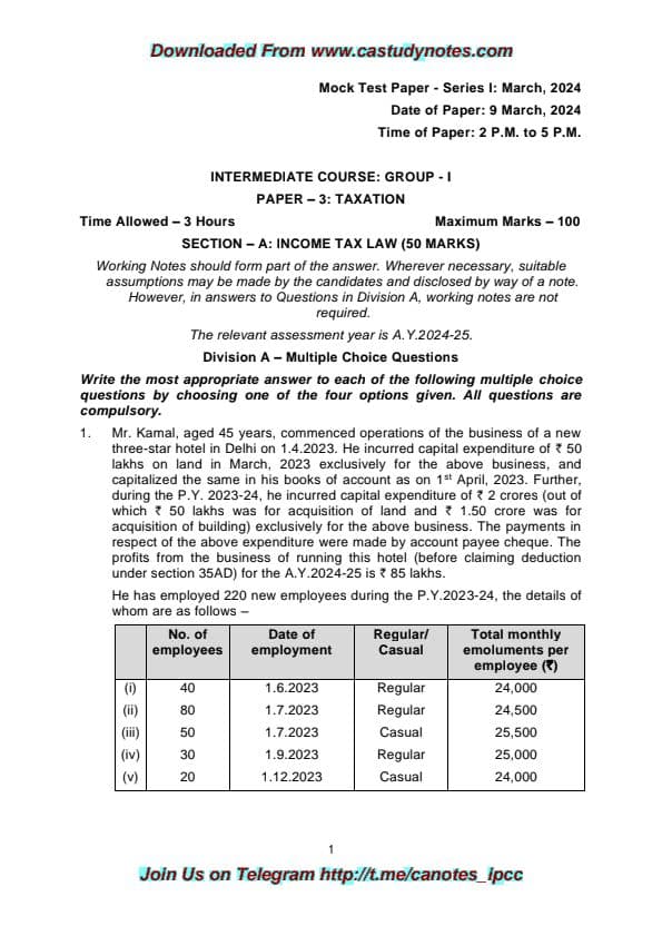 First page of Tax