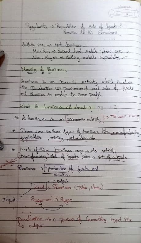 First page of Business economics: Nature and scope of business economics handwritten notes ✍️