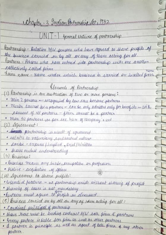 First page of Indian Partnership Act NOTES (By- CA CS Swati Agrawal Mam)- Ekagrata CA