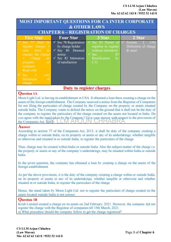 First page of Chapter 6 - Law Ques & Ans pdf
