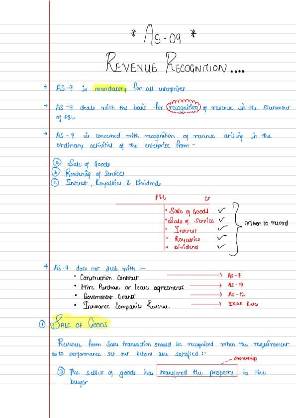First page of AS-9 Revenue Recognition