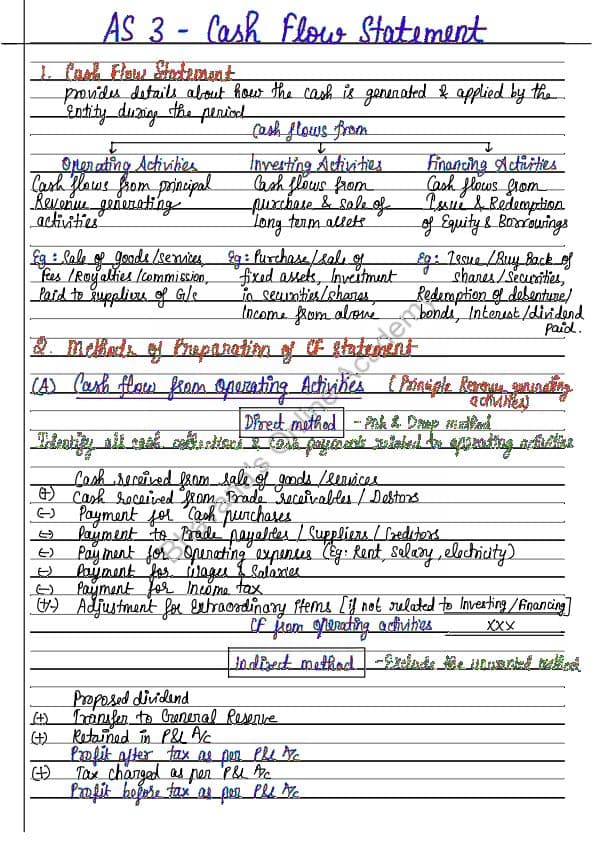 First page of AS 3 cash flow statement