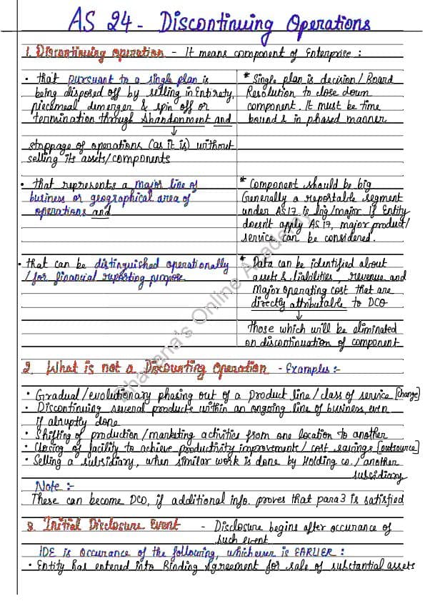 First page of AS 24 discontinuing operation