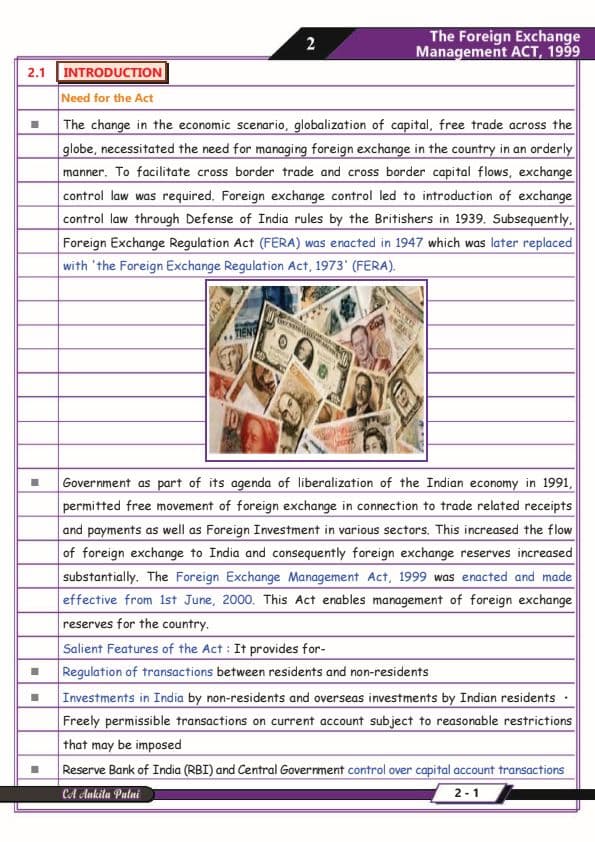 First page of Law chapter 3 FOREIGN EXCHANGE OF MANAGEMENT ACT ,1999