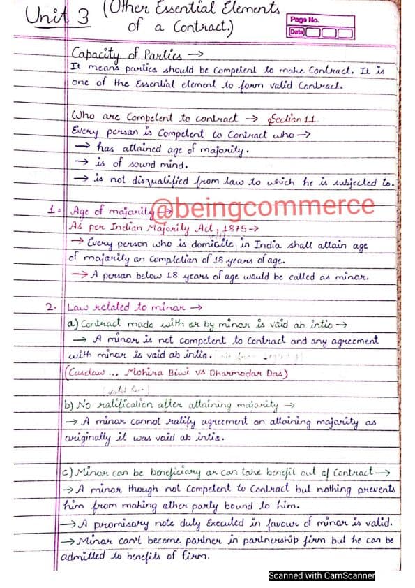 First page of CHAPTER 2 UNIT 3 OTHER ESSENTIAL ELEMENTS OF A CONTRACT