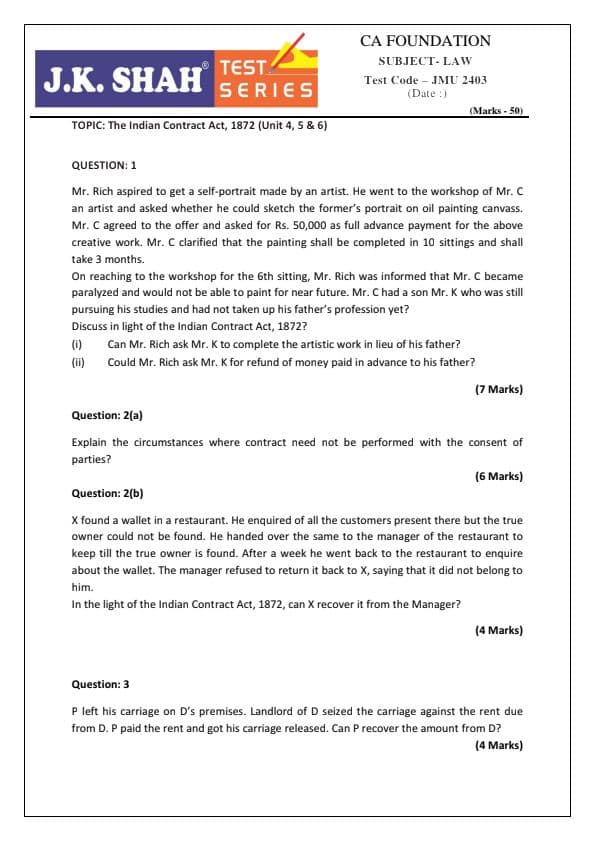 First page of Law ICA unit 4, 5 6