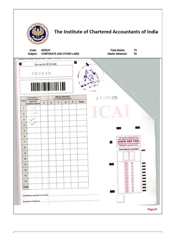 First page of CA INTER LAW AIR 16 CERTIFIED COPY
