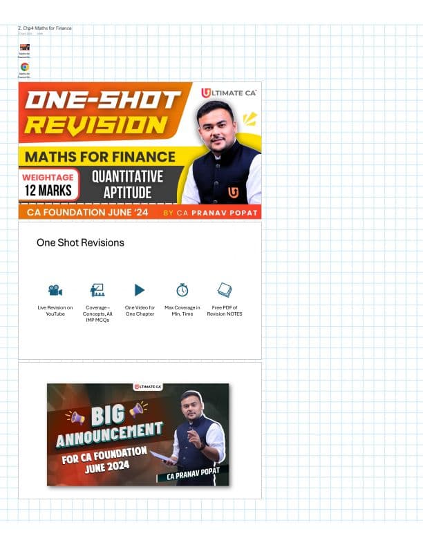 First page of Maths for finance
